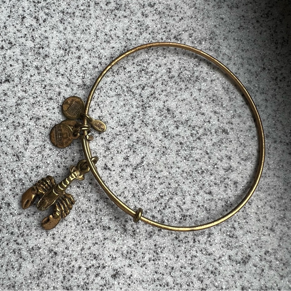 Alex and Ani Rafaelian Gold Lobster Charm Bangle Bracelet